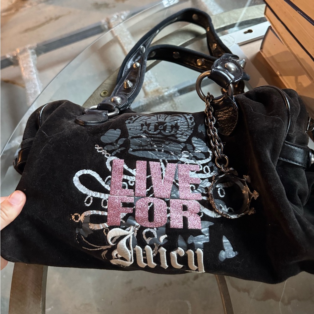 Juicy Couture Black and Pink Shoulder Bag